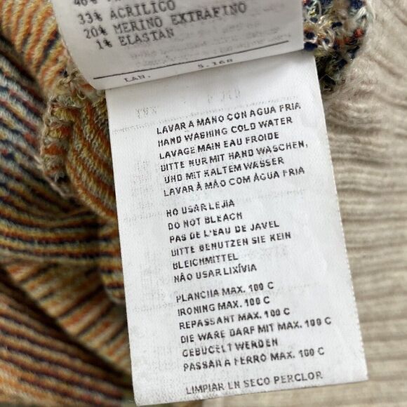 ALDOMARTINS Cardigan Womens 16 Orange Blue Geometric Wool Blend Naeba - Picture 10 of 10